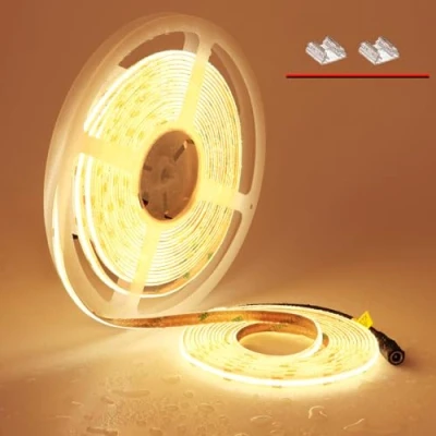 Afbeelding van TOPAI 24V COB LED Strip 10M Waterdicht IP65 Warm Wit 3000K 384LEDs/M Super Helder CRI&gt;90 Buiten/Binnen Snijbaar Dimbaar Energiezuinige Woonkamer Keukenkast DIY Decoratieve