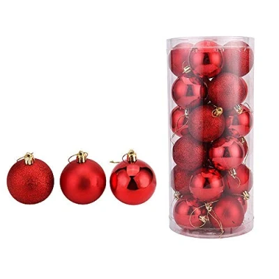Afbeelding van WAWJ 24 stuks / verpakking kerstballen kerstboom hanger ornamenten ballen decoratie bal 4 cm plastic cadeau voor Kerstmis vakantie (rood)