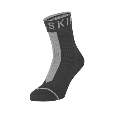 Afbeelding van Sealskinz Unisex all weather waterdichte sokken met hydrostop enkellang, zwart/grijs, Large