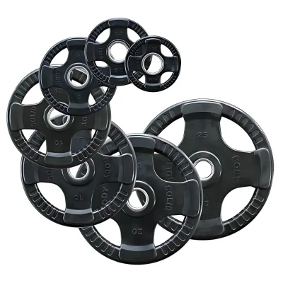 Afbeelding van Body Solid 4 Grip Rubberen Olympische Halterschijf Per stuk Grijs Rubber