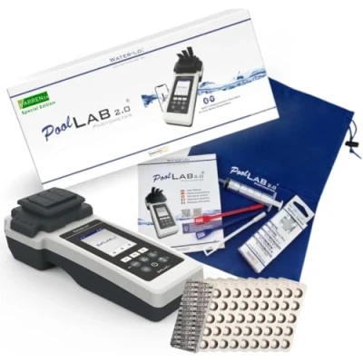 Afbeelding van harren24 Poollab 2.0 Special Edition Elektronische zwembadtester (fotometer), zwembadwatertester, 170 zwembadtesttabletten voor chloor, pH waarde, fenol Red Pool accessoires (met DPD1, DPD3, pH, CYA,
