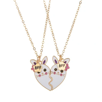 Afbeelding van Bixorp Friends BFF Ketting voor 2 met Magnetische Konijntjes Hartje Goudkleurig Vriendschapsketting
