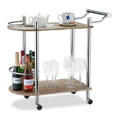 Afbeelding van Relaxdays keukentrolley met 2 etages serveerwagen theewagen roltafel MDF