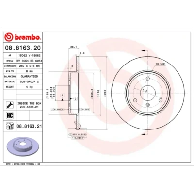 Afbeelding van Brembo Remschijf 08.8163.21