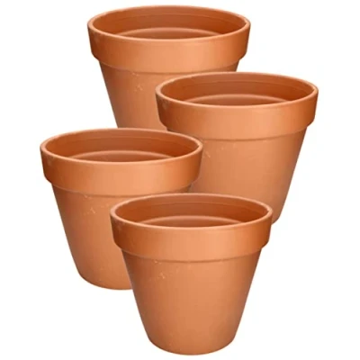 Afbeelding van KOTARBAU® Set van 4 bloempotten terracotta, diameter 11 cm, bloempot met rand, voor binnen en tuinen