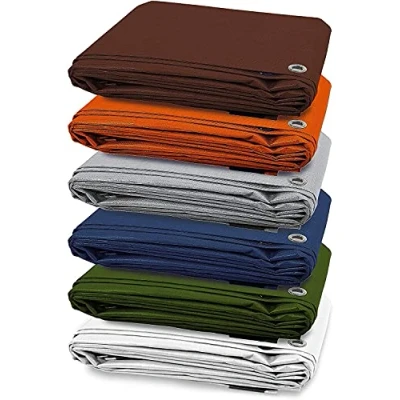 Afbeelding van Floordirekt Afdekzeil, geweven zeil, beschermend bootzeil, tentzeil, waterdicht, met oogjes, vrachtwagenzeil, aanhangerzeil, 3 x 5 m, 100 g/m², camouflage