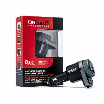 Afbeelding van Einparts Bluetooth Muziek FM Transmitter Snellader 3.0 met AUX Zwart