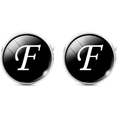 Afbeelding van Montebello Manchetknopen Letter F Heren Metaal Glas Rond ∅16 mm