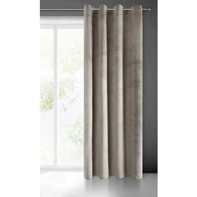 Afbeelding van Eurofirany Pierre Gordijn met fluweel, voor woonkamer, slaapkamer, modern, klassiek, metalen ogen, 1 stuk, 215 g/m², donkerbeige, 140 x 250 cm