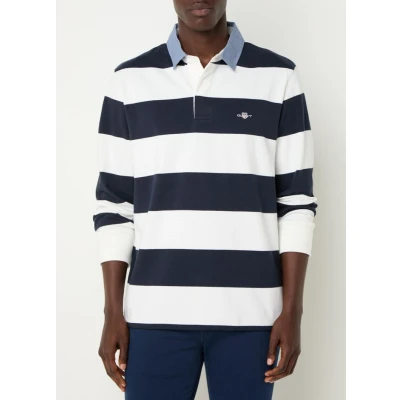 Afbeelding van GANT Chambray Stripe Heavy Rugger Longsleeve, Heren, Maat: Small, Eggshell