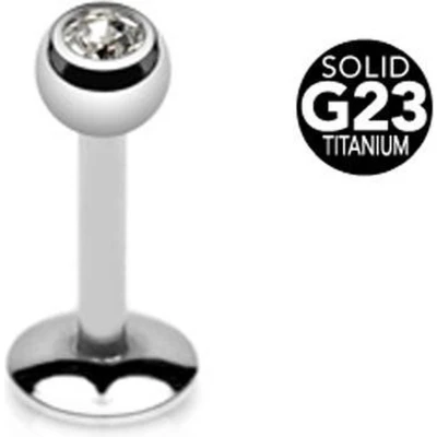 Afbeelding van piercing titanium wit steentje 1.2x8