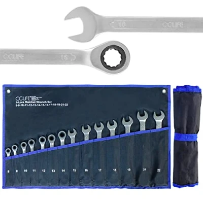 Afbeelding van CCLIFE 14 delige ratelsleutelset ratelsleutel 8 22 mm, Cr V, 72 tanden