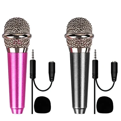 Afbeelding van TIMJJG 2 stuks minimicrofoons, minimicrofoons voor het zingen op mobiele telefoons, kleine karaoke microfoons, draagbare bekabelde telefoons en laptops