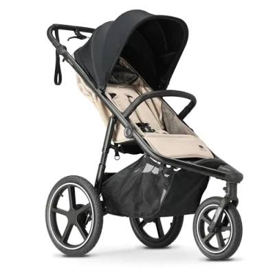 Afbeelding van Deryan Luxe Bolt hardloop kinderwagen Jogging buggy Runner Inclusief muggennet en pomp Creme