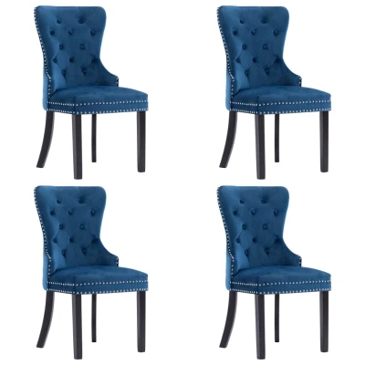 Afbeelding van Eetkamerstoelen 4 st fluweel blauw