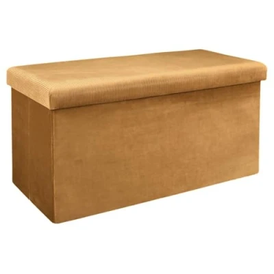 Afbeelding van Home Deco Poef/hocker Velvet opvouwbaar okergeel polyester/MDF 76 x 38 cm