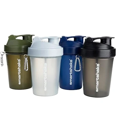 Afbeelding van Smartshake Lite Protein Shaker Bottle 400 ml, lekdicht schroefdeksel, BPA vrij, uniseks, mestgrijs, legergroen, zwart, marineblauw