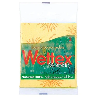 Afbeelding van Wettex 102147 Zachte absorberende sponsdoek, 100% natuurlijk, andere, geel, 19 x 24 0,5 cm, 3 stuks
