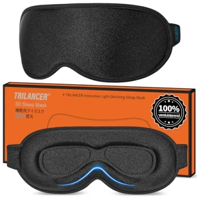 Afbeelding van Innovatief Slaapmasker Sleep Mask voor Mannen en Vrouwen, 100% Lichtblokkerend Ontwerp Oogmasker, Eye Mask, Nachtmasker, om te Slapen, een Dutje Doen, Mediteren, Reizen, In Het Vliegtuig (Zwart)