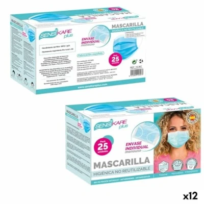 Afbeelding van Box of hygienic masks SensiKare 25 Onderdelen (12 Stuks)