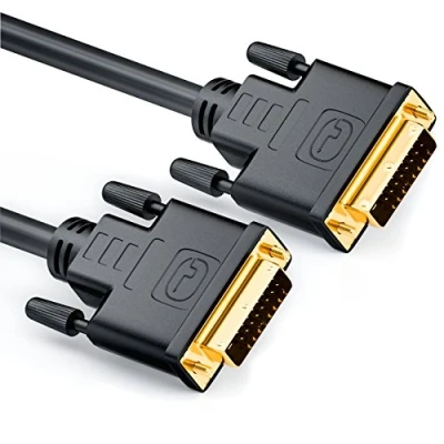 Afbeelding van deleyCON 2m DVI naar Kabels 24+1 D Dual Link HDTV 1080p Full HD 3D Ready Adapterkabel Monitorkabel met Ferrietkern Zwart