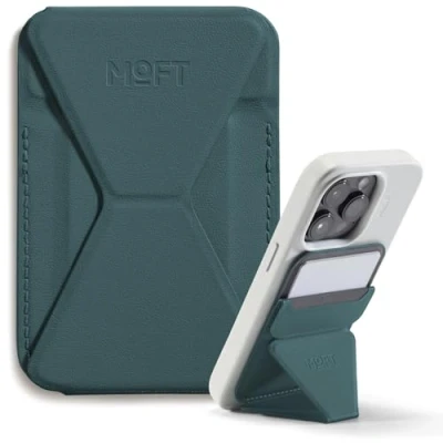Afbeelding van MOFT MagSafe Wallet standaard voor iPhone 15/14/13/12 serie, compatibel met MagSafe, Movas, veganistisch, leer, magnetische telefoonstandaard 3 kijkhoeken, 2 kaarthouders (Jungle)