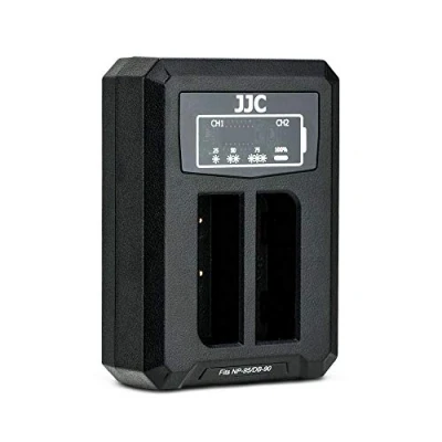 Afbeelding van JJC USB dubbele oplader acculader voor Fujifilm Finepix X100T, X100S, X100, X30, X S1, F31fd, Real 3D W1 camera‘s en Ricoh GXR Systeemcamera NP 95 DB 90