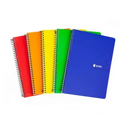 Afbeelding van Enri notitieboeken, A5+, geruit, 3 x 3, zachte omslag, 80 vellen, verpakking met 5 verschillende kleuren