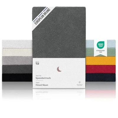 Afbeelding van Blumtal set van 2 badstof hoeslakens knuffelzacht hoeslaken 90 x 200, Oeko Tex 100 gecertificeerd, zwart