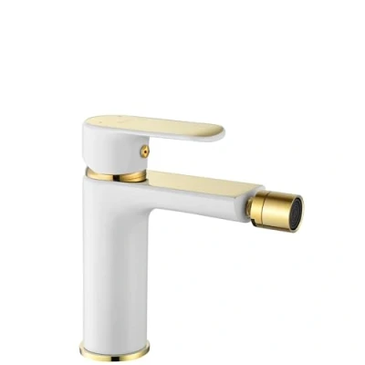 Afbeelding van REA Bloom Bidetkraan Laag Model Mat Wit/ Glans Goud