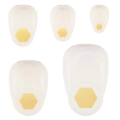 Afbeelding van Vaessen Creative Stanzer Set motiefpons zeshoeken 5 stuks gekleurd papier en knutselmateriaal tot 250 g/m² voor knutselen met scrapbooking