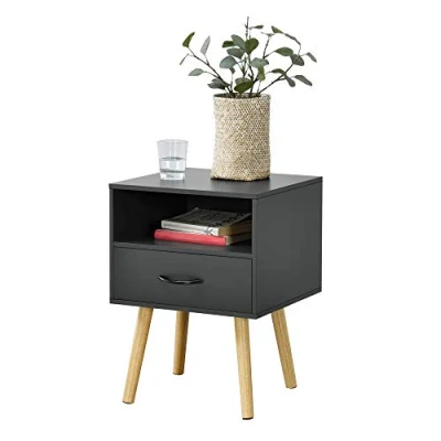 Afbeelding van Nachtkastje Gavle met lade en open vak 57x42x40 cm donkergrijs