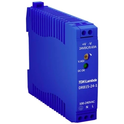 Afbeelding van TDK Lambda DRB15 24 1 DIN rail netvoeding V/DC 0.63 A 15 W Aantal uitgangen: x Inhoud: stuk(s)