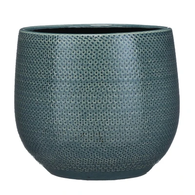 Afbeelding van Mica Decorations gabriel ronde bloempot blauw maat in cm: 20 x 25