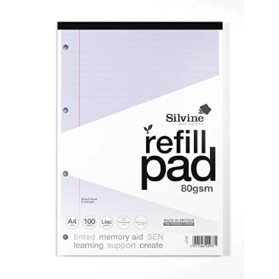 Afbeelding van Silvine A4 Likac Paper Dyslexie Refill Pad bekleed met marge (100 pagina&#039;s)