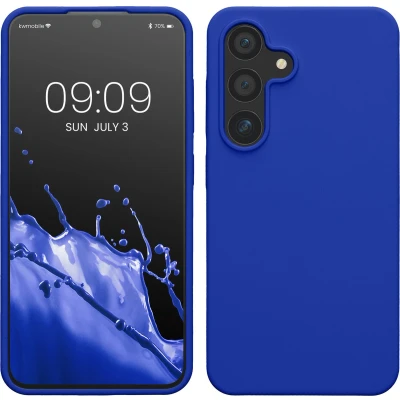 Afbeelding van kwmobile telefoonhoesje geschikt voor Samsung Galaxy S24 Hoesje met siliconen coating Smartphone case in Baltisch blauw