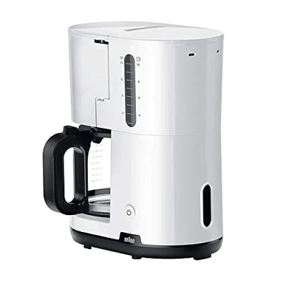 Afbeelding van Braun Breakfast 1 KF 1100 WH Koffiezetapparaat met Glazen Aroma Kan voor 10 Kopjes Koffie, OptiBrew Technologie, Anti Drup Ssysteem, 1000W, Wit