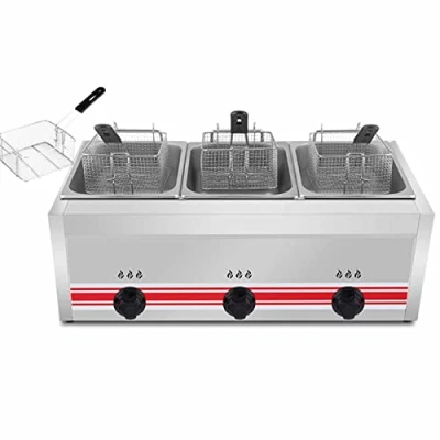 Afbeelding van Commerciële Dual Tank Frituurpan 10L/20L/30L Grote Capaciteit Multifunctionele Gas Friteuse Met Mand Roestvrij Staal Dubbele Cilinder Voor Restaurant Thuis Keuken