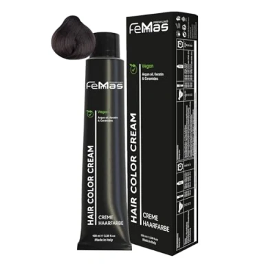 Afbeelding van FemMas Haarverf, lichtbruin, ultra intensief 5.00, professionele crème haarverf met arganolie, keratine en ceramiden, als duurzame haarkleuring voor stralende, kleurresultaten, 100 ml