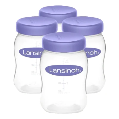 Afbeelding van Lansinoh 4 x 160 ml Natural Wave Bewaarflesjes voor Moedermelk 20517
