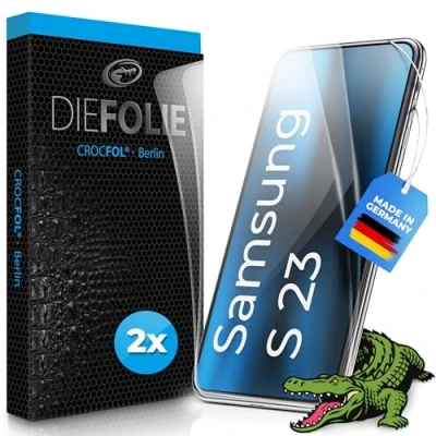 Afbeelding van Crocfol Beschermfolie van de testwinnaar [2 stuks] compatibel met Samsung Galaxy S23 zelfherstellende premium 5D langdurige pantserfolie (case friendly)