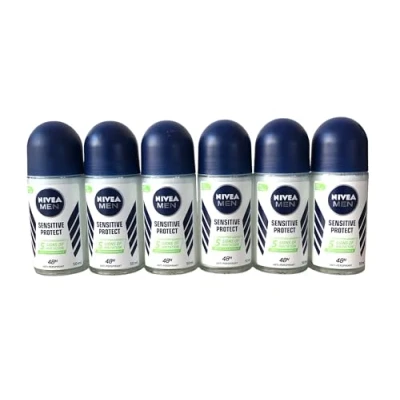 Afbeelding van NIVEA MEN Sensitive Protect Roll On deodorantroller in verpakking van 6 stuks (6 x 50 ml), anti transpirant roller voor de gevoelige huid, deodorant met 48 uur bescherming