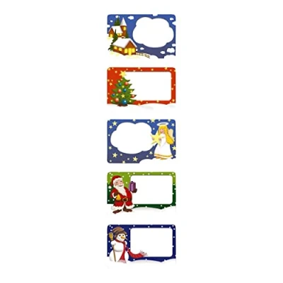Afbeelding van Wenko Kerstetiketten, 100 etiketten voor het personaliseren van kerstcadeaus, 5 verschillende motieven, met dispenser, 6,2 x 5,1 cm, meerkleurig