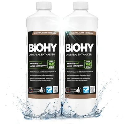Afbeelding van BiOHY Universele ontkalker (2 x 1l Fles) Universeel concentraat voor alle huishoudelijke apparaten Compatibel met koffiemachines en espressomachines (Entkalker)