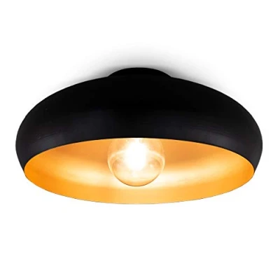 Afbeelding van B.K.Licht Zwart Gouden Plafondlamp industriële metalen plafonniére retro lamp Ø40 cm met E27 fitting excl. lichtbron