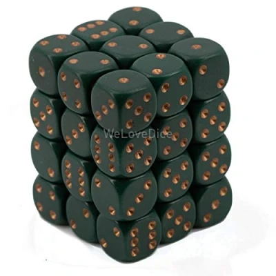 Afbeelding van Chessex Opaque Dusty Green/goud D6 12mm Dobbelsteen Set (36 stuks)