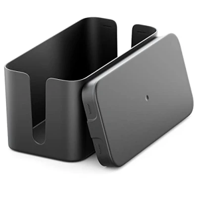 Afbeelding van deleyCON Kabelmanagement Box Kabel Organiser 23,5cm x 11,5cm Robuust Plastic 2 Zijopeningen voor Kabeldoorvoer Bescherming en Veiligheid Zwart