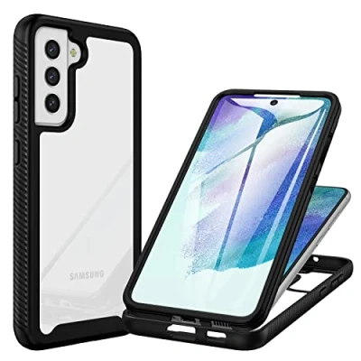 Afbeelding van CENHUFO Hoesje voor Samsung S21 FE 5G, ingebouwde schermbeschermer, militaire kwaliteit, schokbestendig, transparant, 360 volledige bescherming, robuuste bumper, telefoonhoesje Galaxy