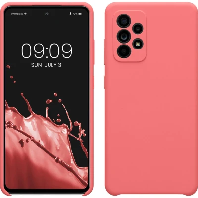Afbeelding van kwmobile telefoonhoesje geschikt voor Samsung Galaxy A52 / 5G A52s Hoesje met siliconen coating Smartphone case in Pastelkleurig koraal