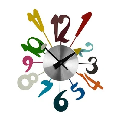 Afbeelding van Premier Housewares Funky Numbers Wandklok, Metaal, Multi Colour, 5 x 34 38 cm